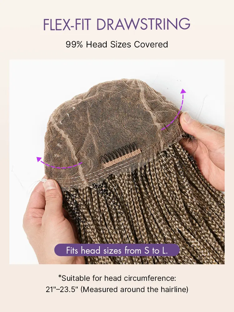 OwnScalp™ HD Full Lace Knotless Boho Curls Braided Bob Pre-Cut Lace Wig Flexi Fit Invisi Drawstring Cap-59