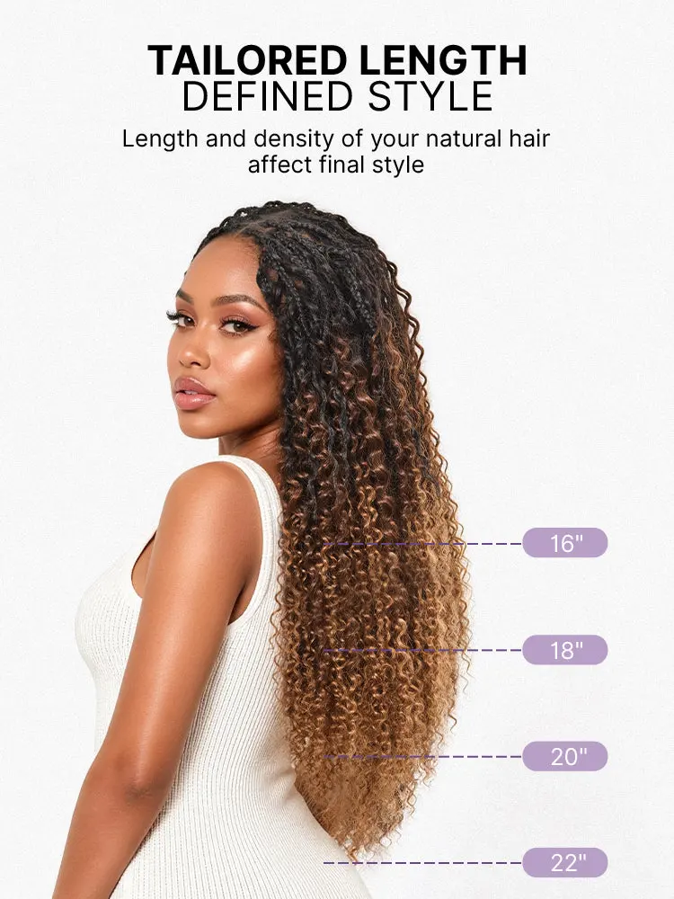 Miracle Knots Colored Crochet Hair Wet and Wavy Ombre | Mix Brown for Boho Braids | Crochet Weaves|  Fulani Braids | Twists Pre-Separated Lightweight Full & Soft Pre-Looped Human Hair Extensions Protective Style-76
