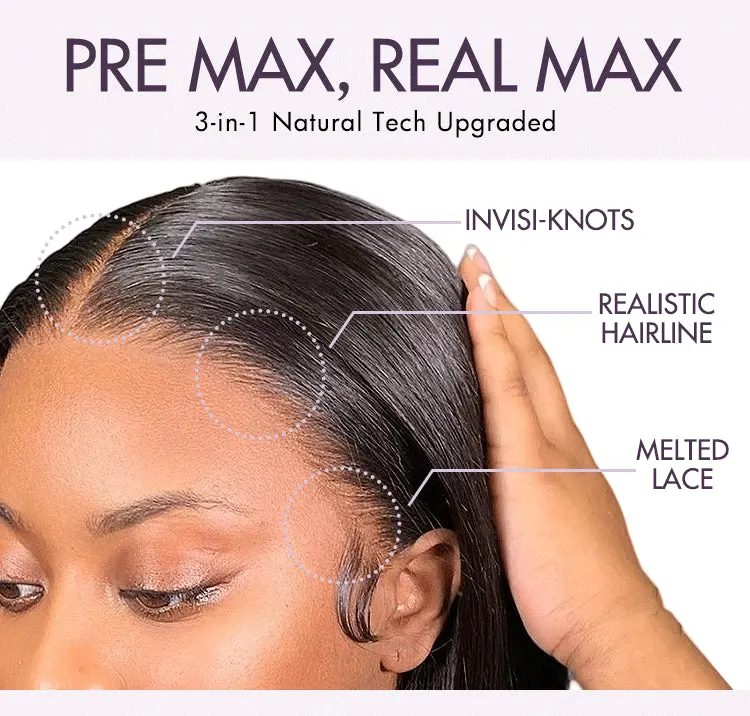 Special Offer | PreMax Wigs | Super Natural Hairline Silky Straight Glueless 13x4 Frontal Lace Wig Human Hair Pre-Cut Lace-16