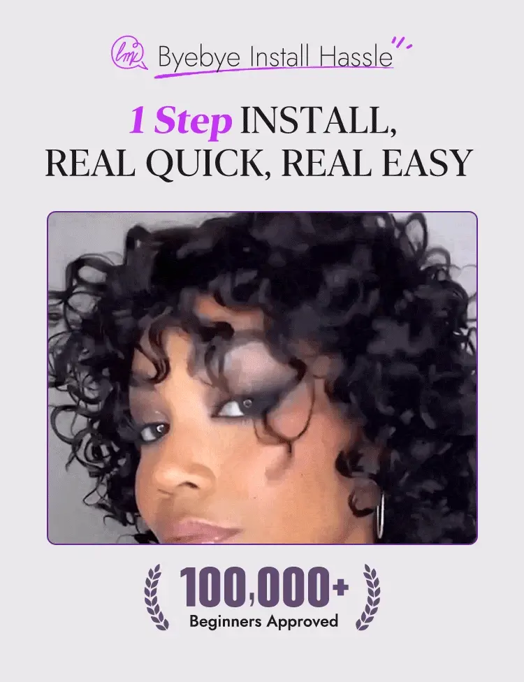 Light Weight Short Cut Water Wave Glueless Minimalist Lace Wig with Curly Bangs-08