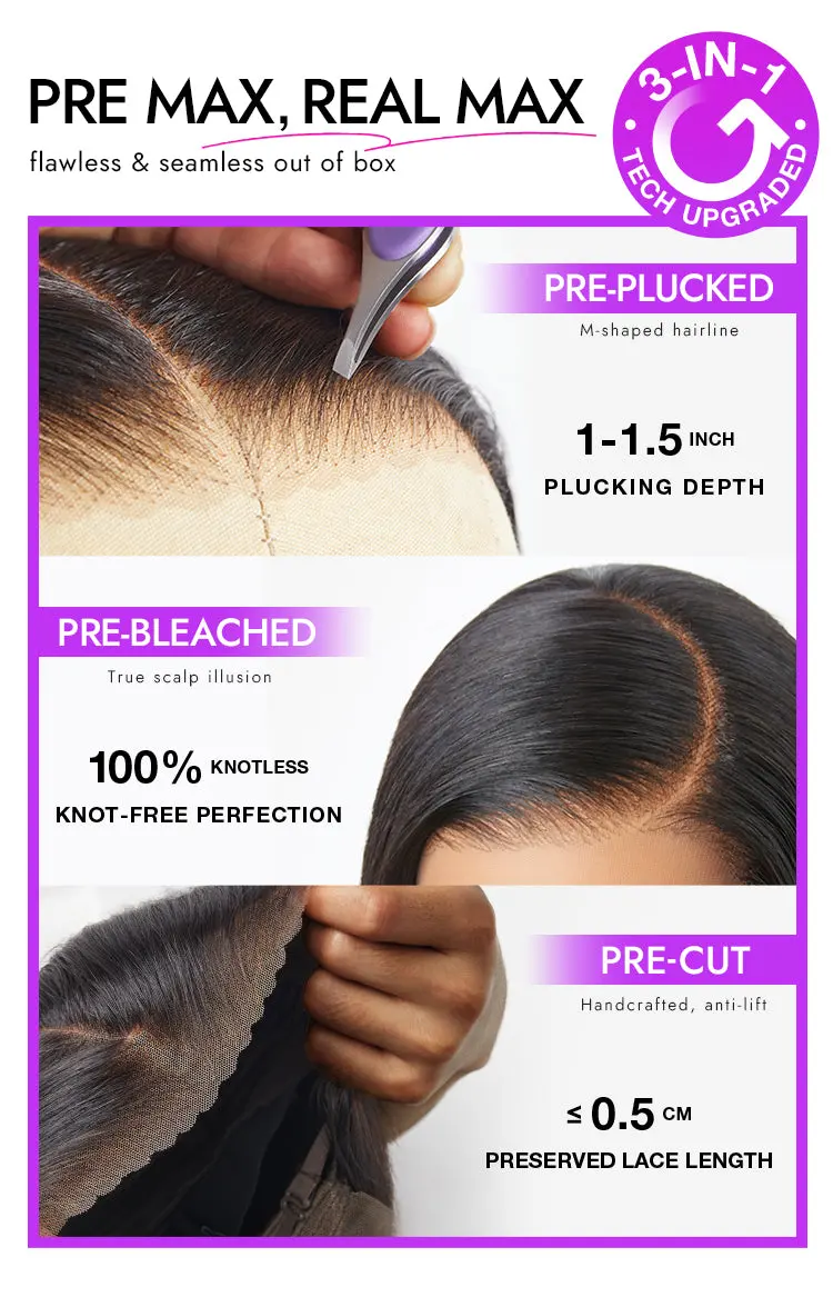 PreMax Wigs | Jet Black Middle Part Silky Straight Glueless 5x5 Closure Lace Wig Pre-Cut Lace-03