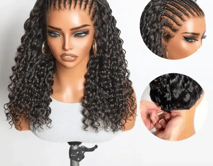 Readitress PreMax Wigs Fulani Braids deep wave HD lace wig with ear-to-ear 13x6 frontal, glueless, human hair, Flexi-Fit drawstring cap
