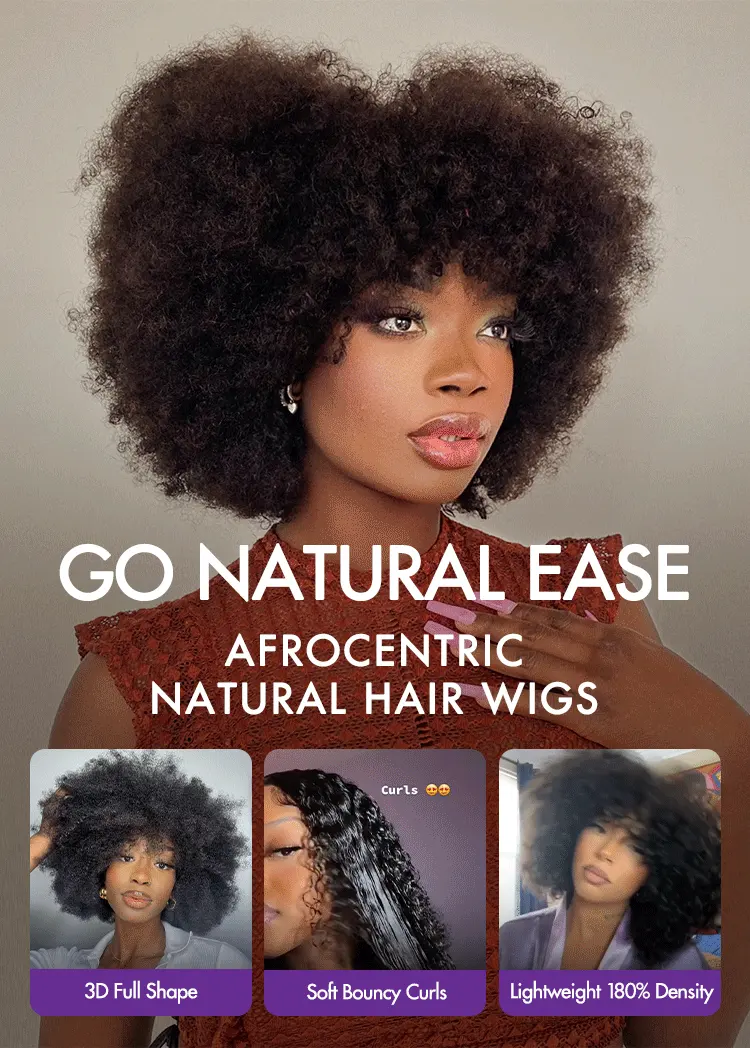 Crownease™ Go Natural Ease | Soft Kinky Curly Glueless 5x5 Closure HD Lace Wig Ready to Go