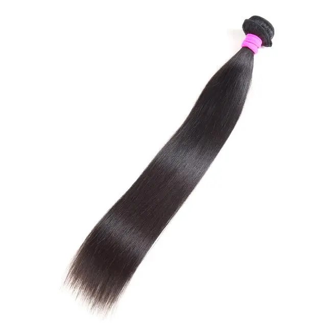 100% virgin human hair bundle with straight or body wave texture, showcasing natural shiny hair strands.