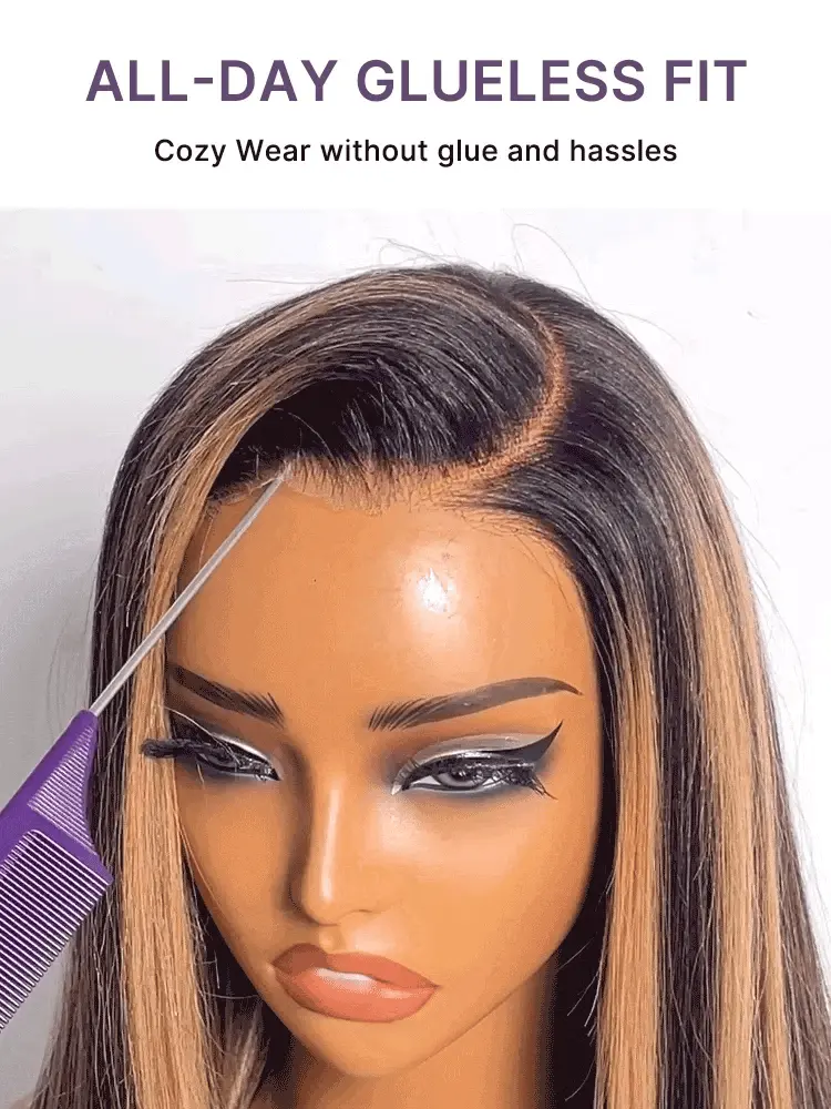 New Customers Only | All-Day Comfort Wig 180% Density Blonde Highlight Butterfly Cut Layered Light Yaki Straight Glueless 7x6 Closure HD Lace Wig Pre-Cut Lace-24