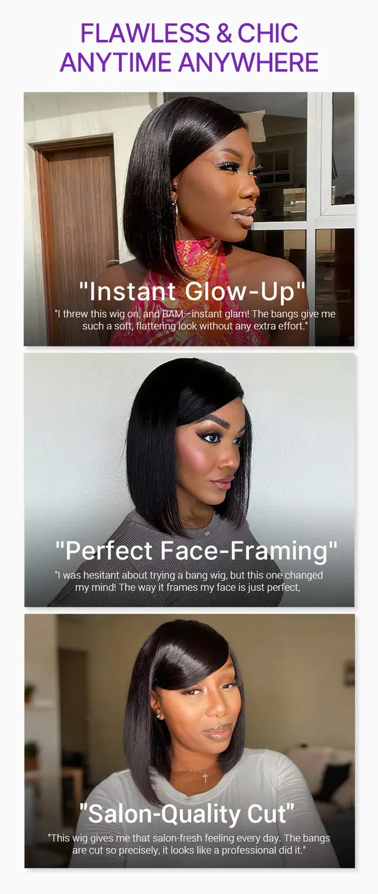 Swoop Bangs Breathable Cap Deep Left C Part Silky Straight Glueless 5x5 Closure Lace Bob Wig-10