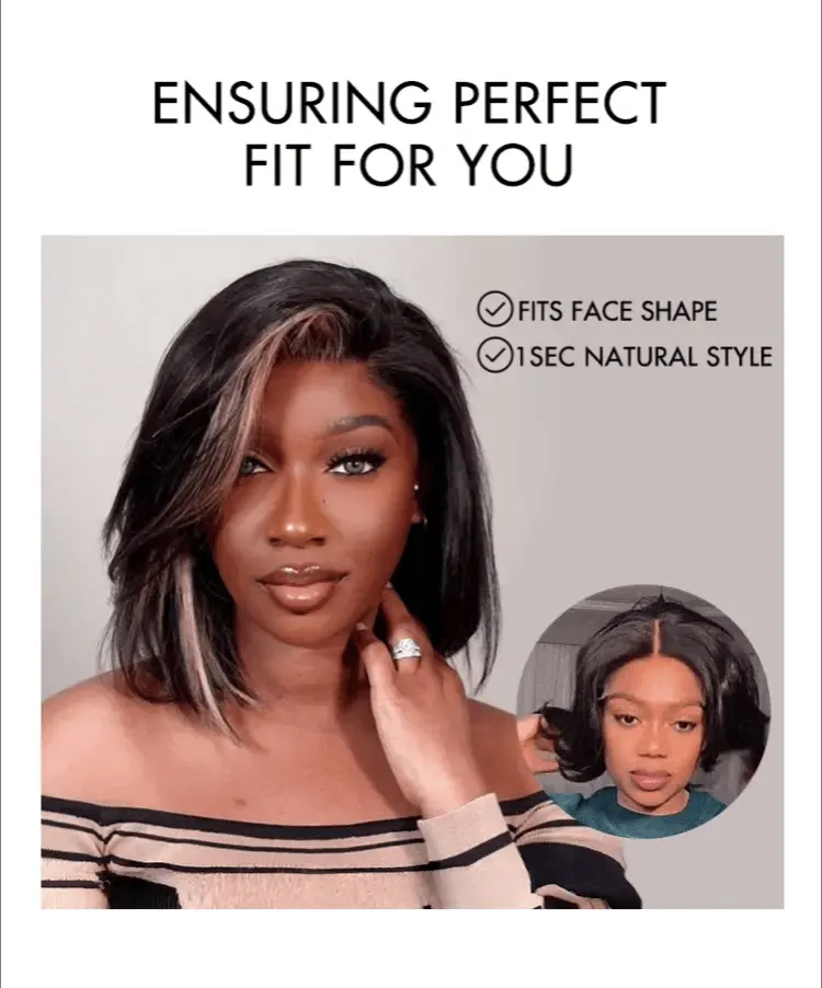 Graceful Natural Black Body Wave with Bangs 5x5 Closure Lace Glueless C Part Long Wig 100% Human Hair-14