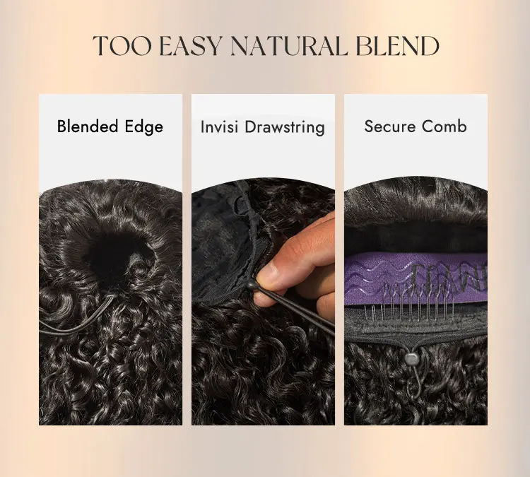 Too Easy Texture Messy Curly Half Wig Glueless Flexi-Fit Drawstring Wig Beginner Friendly-12