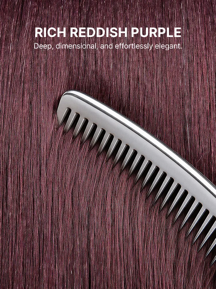 New Customers Only | Reddish Purple Realistic Glueless Yaki Straight Bob with Bangs Minimalist Lace Bob Wig All-Day Comfort Cap