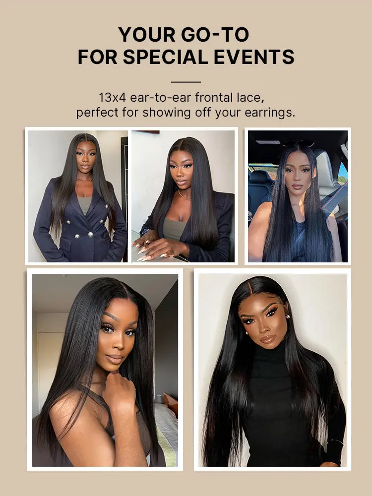 NatureMAX™ 180% Density Ash Blonde Silky Straight Glueless Ear-to-ear 13x4 HD Lace Front Wig Pre-Cut Lace Flexi-Fit Drawstring Cap-23