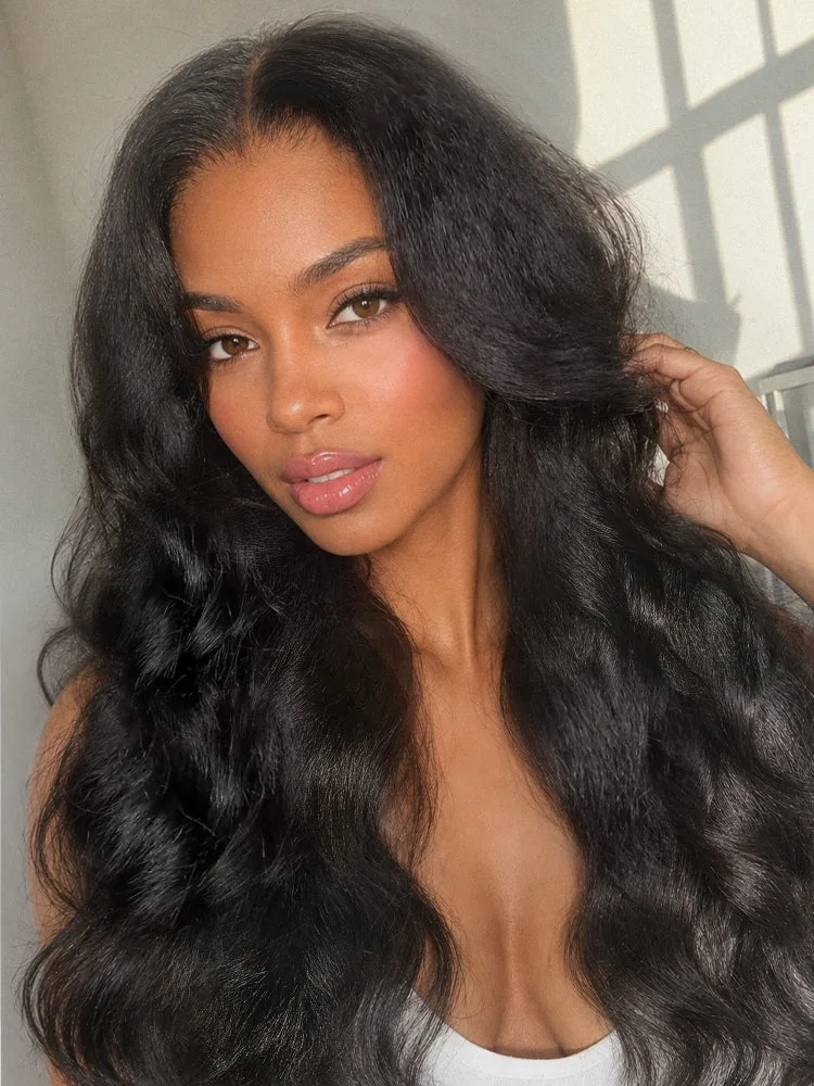 Special Deal | All-Day Comfort™ Wig 180% / 250% Density Kinky Body Wave / Layered Light Kinky Straight PartingMax Glueless 7x6 Closure HD Lace Wig Pre-Cut Lace-01