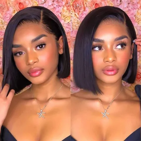 Asymmetric Bob Minimalist HD Lace Glueless C Part Short Wig 100% Human Hair - US Only-01