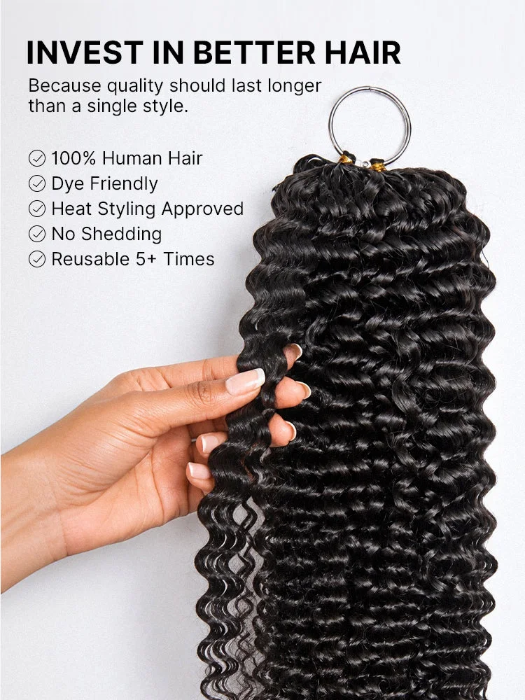 Miracle Knots Crochet Hair Burmese Curly | Wet and Wavy Water Wave | Kinky Straight for Boho Braids | Crochet Weaves | Fulani Braids | Twists Pre-Separated Lightweight Full & Soft Pre-Looped Human Hair Extensions Protective Style-90