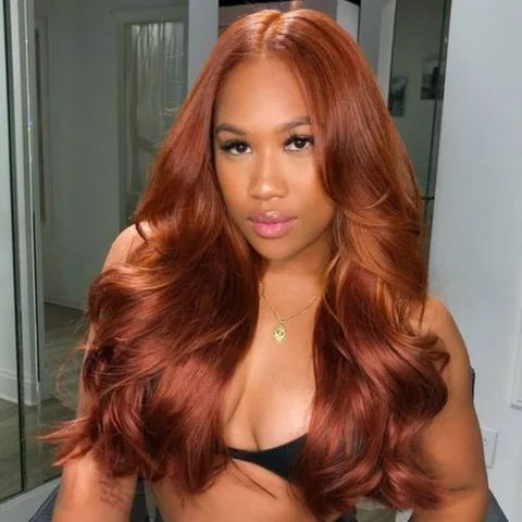 cinnamon brown 5x5 closure wig with loose wave and straight styles, HD lace, glueless fit, US only