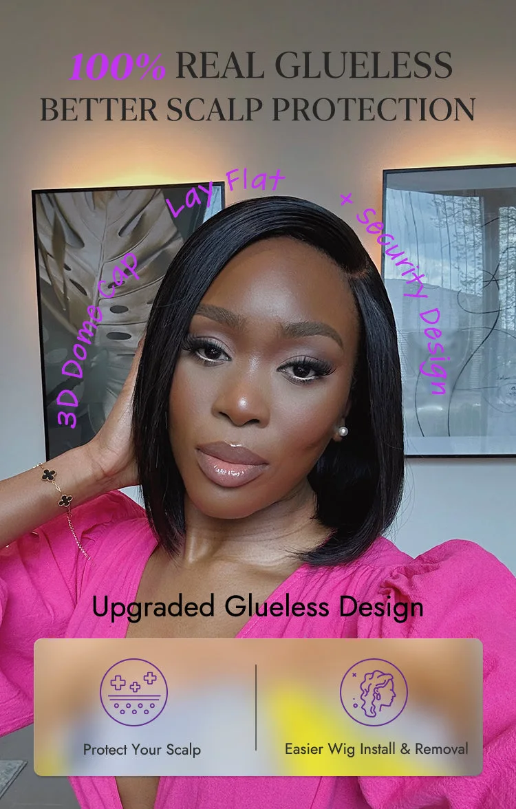 Put On & Go Blunt Cut Straight Bob Minimalist HD Lace Glueless C Part Wig-28