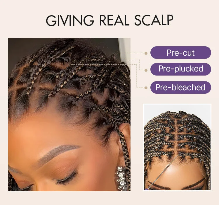 OwnScalp™ 613 Blonde Salon-Like Braids with a Real Scalp Look Full HD Lace Knotless Box Braided Wig Drawstring Cap - US Only-16