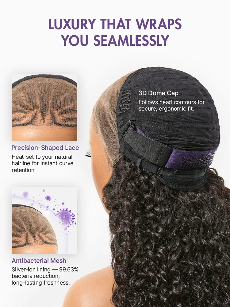 Boho Fulani Braids Water Wave 13x4 Frontal Lace Wig Pre-cut Lace Human Hair-14