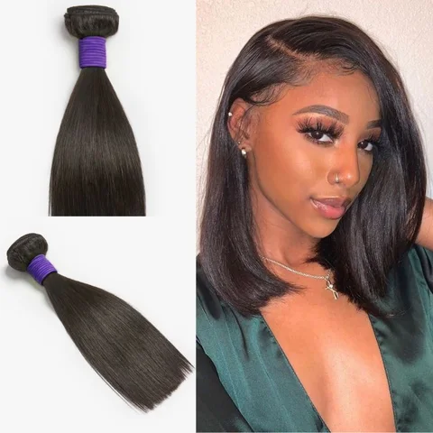 upgraded Brazilian straight human hair bundle, 1pc 100% virgin Brazilian human hair product with smooth, straight texture