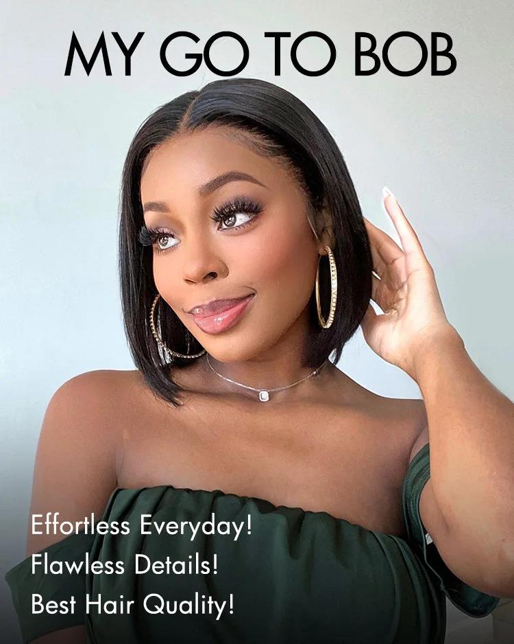 Weekly Special | Beginner Friendly Glueless Silky Blunt Cut 4x4 Closure Bob Wig 100% Human Hair | Upgraded 2.0-11