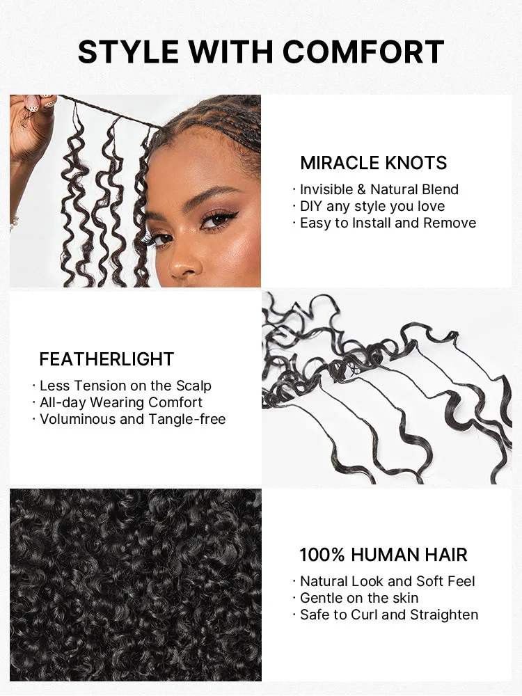 Miracle Knots Crochet Hair Messy Curly for Boho Braids | Crochet Weaves | Fulani Braids | Twists Pre-Separated Lightweight Full & Soft Pre-Looped Human Hair Extensions Protective Style-25