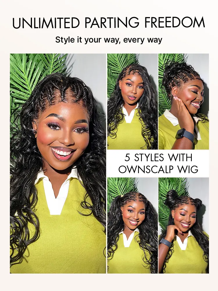 OwnScalp™ French Curl Knotless Boho Braids HD Full Lace Long Wig Flexi Fit Invisi Drawstring Cap - US Only-75