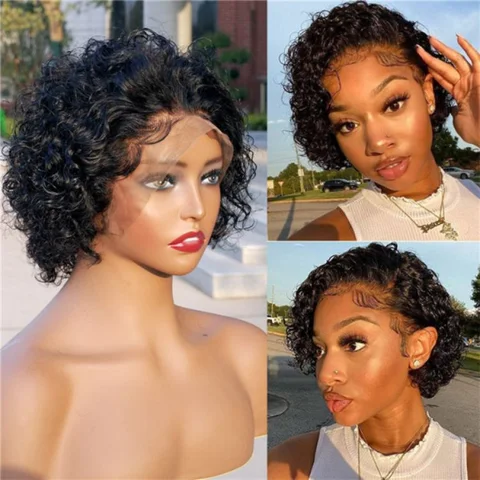 13x4 frontal lace wig with deep wave style, 180% density, glueless application, natural hairline and full lace construction.