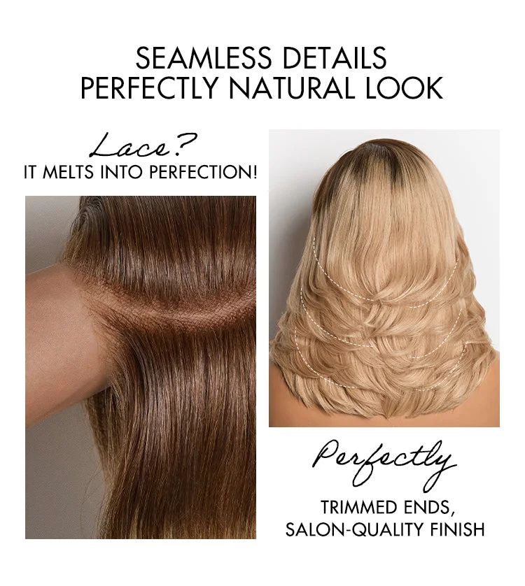 Ombre Blonde Blow Out Layered Cut Wavy Glueless HD Minimalist Lace Wig-14