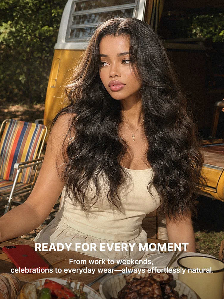 All-Day Comfort™ Wig 180% / 250% Density Kinky Body Wave / Layered Light Kinky Straight PartingMax Glueless 7x6 Closure HD Lace Wig Pre-Cut Lace-47