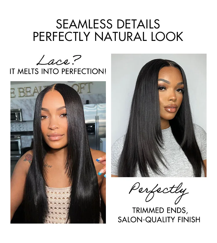 Black/Color Highlight 180% Density Layered Cut Glueless 5x5 Closure Lace Wig Pre-Plucked Hairline-21
