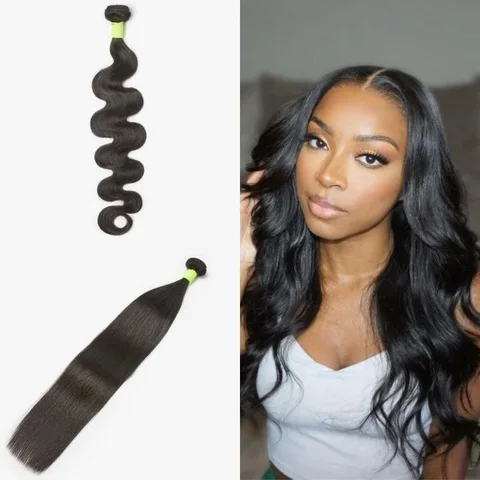 100% human hair bundle with various textures, showcasing soft, natural hair strands in a close-up view.