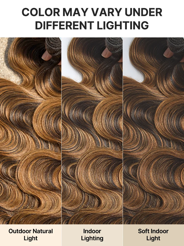 Brown Highlight Body Wave Bundles 100% Premium Remy Human Hair Bundles 1pc / 3pcs-20