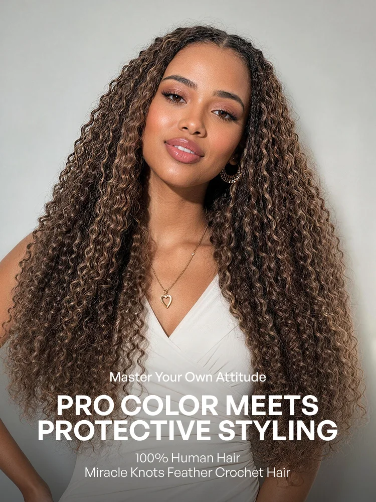Miracle Knots Colored Crochet Hair Wet and Wavy Highlights | Mix Brown for for Boho Braids | Crochet Weaves | Fulani Braids | Twists Pre-Separated Lightweight Full & Soft Pre-Looped Human Hair Extensions Protective Style-20