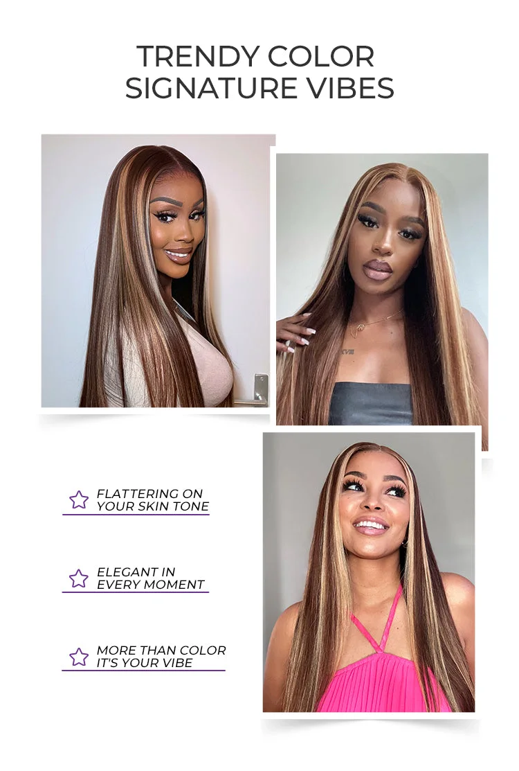 180% Density Honey Blonde Highlight Silky Straight Glueless 5x5 Closure HD Lace Long Wig-08