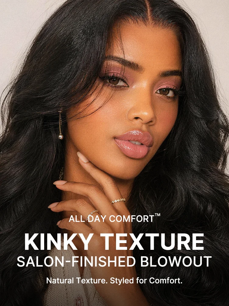 All-Day Comfort™ Wig 180% / 250% Density Kinky Body Wave / Layered Light Kinky Straight PartingMax Glueless 7x6 Closure HD Lace Wig Pre-Cut Lace-41