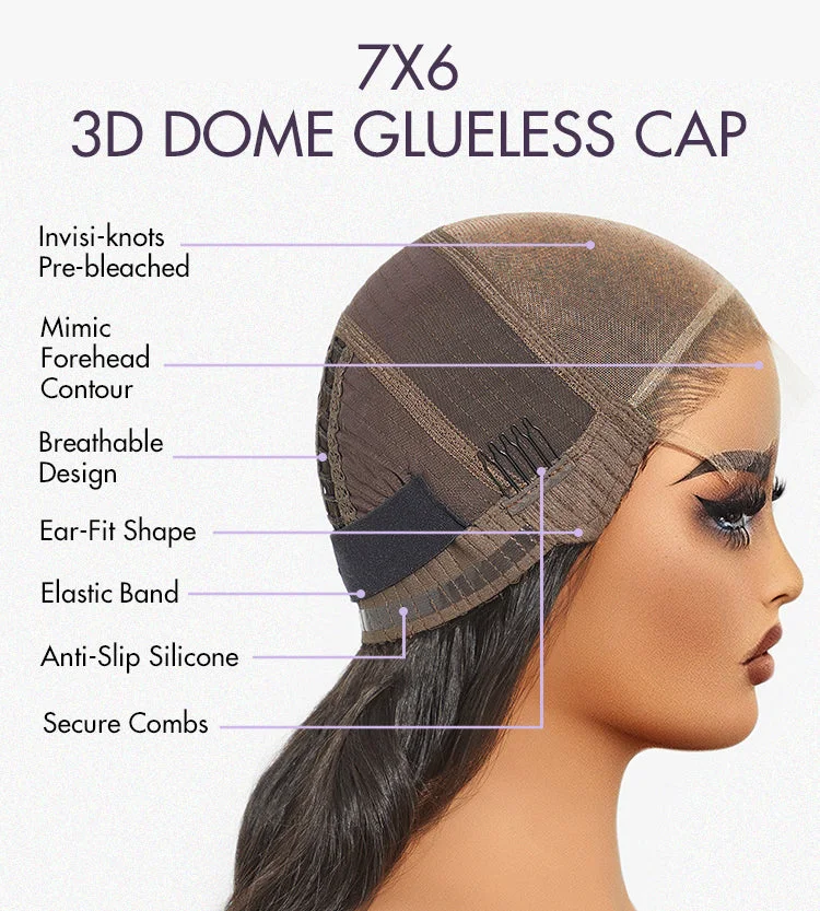PartingMax Glueless Wig Ombre Copper Brown Water Wave 7x6 Closure HD Lace Wig-09