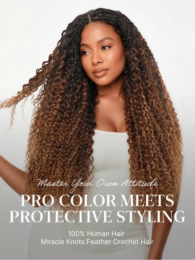 Miracle Knots Colored Crochet Hair Wet and Wavy Ombre | Mix Brown for Boho Braids | Crochet Weaves| Fulani Braids | Twists Pre-Separated Lightweight Full & Soft Pre-Looped Human Hair Extensions Protective Style-69