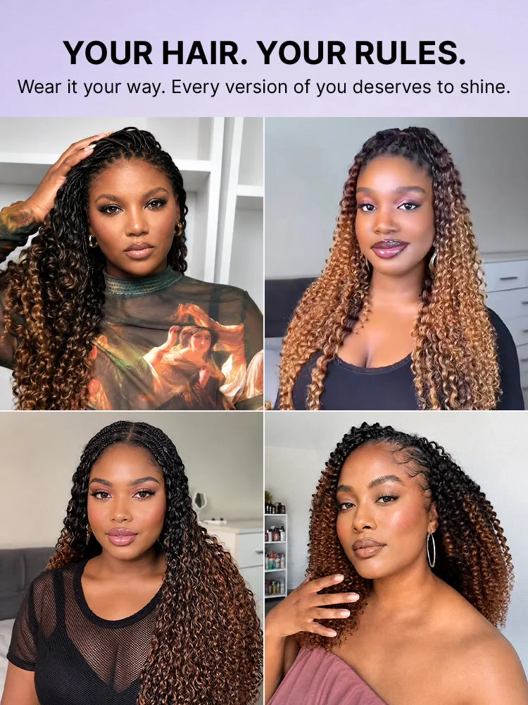 Miracle Knots Colored Crochet Hair Wet and Wavy Ombre | Mix Brown for Boho Braids | Crochet Weaves| Fulani Braids | Twists Pre-Separated Lightweight Full & Soft Pre-Looped Human Hair Extensions Protective Style-77