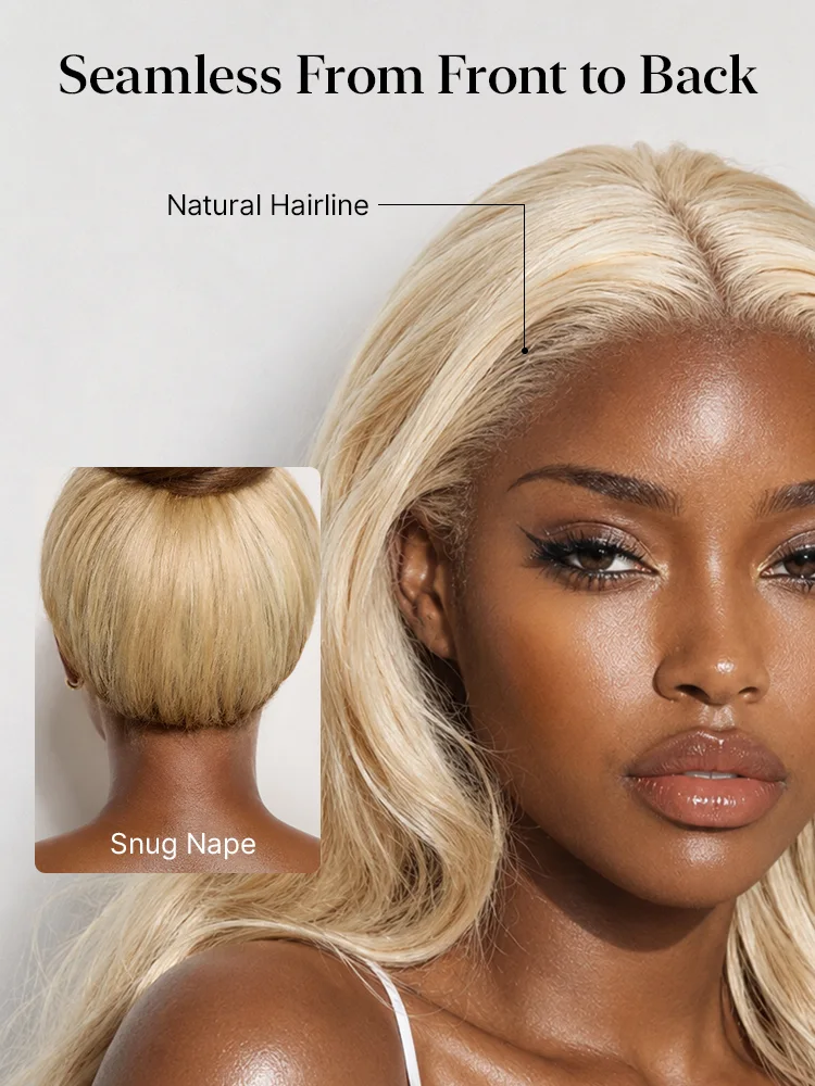 613 Blonde with Caramel Ombre Loose Wave 180% Density Human Hair 13×4 HD Lace Front Wig Pre-Cut Lace