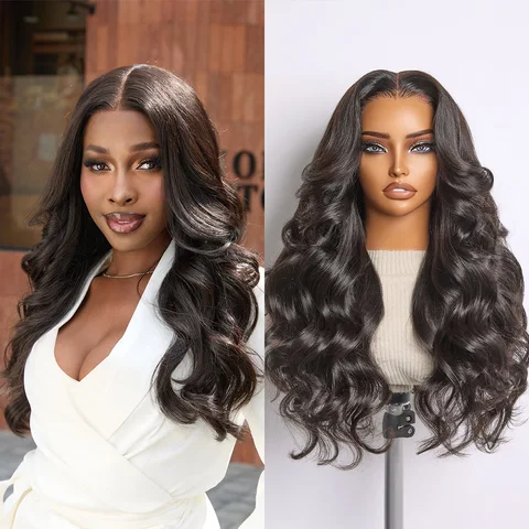 All-Day Curl Hold™ long lace wig with loose waves, pre-cut HD lace, and glueless design showcasing natural hair texture.
