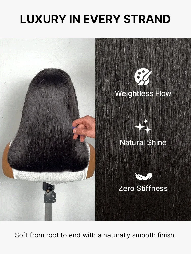 Side-Parted Fulani Braids Straight 13x4 Frontal Lace Bob Wig Pre-cut Lace-13