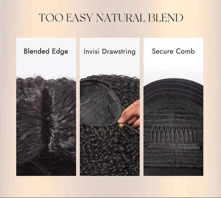 New Customers Only | Too Easy Texture™ 3-In-1 Half Wig Kinky Curly / Yaki Straight / Messy Burmese Curly Glueless Flexi-Fit Drawstring Wig-22
