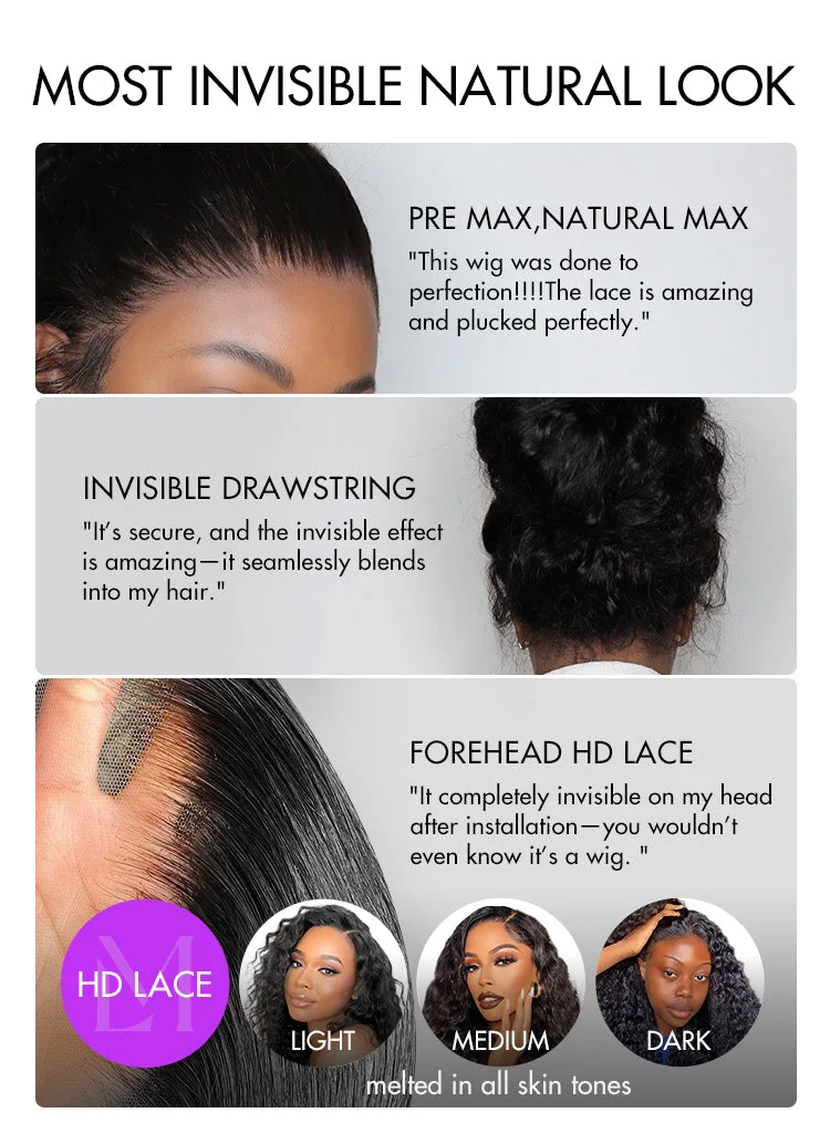 PreMax Wigs | Flexi-Fit Invisi Drawstring Cap 360 HD Lace Water Wave / Body Wave / Straight Long Wig Pre-Cut Lace-18