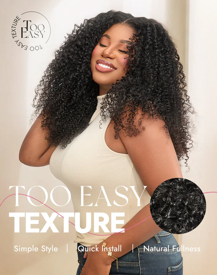 New Customers Only | Too Easy Texture™ 3-In-1 Half Wig Kinky Curly / Yaki Straight / Messy Burmese Curly Glueless Flexi-Fit Drawstring Wig-20