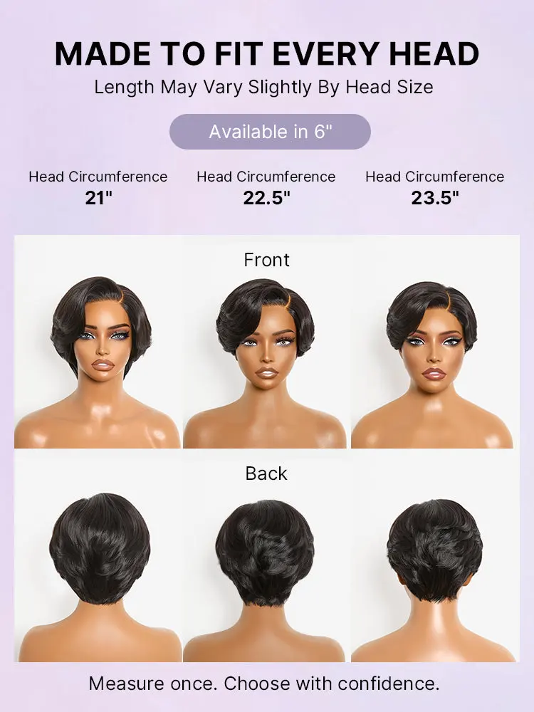 Elegant Natural Black Layered Short Pixie Cut Minimalist HD Lace Wig Pre-cut Lace-29