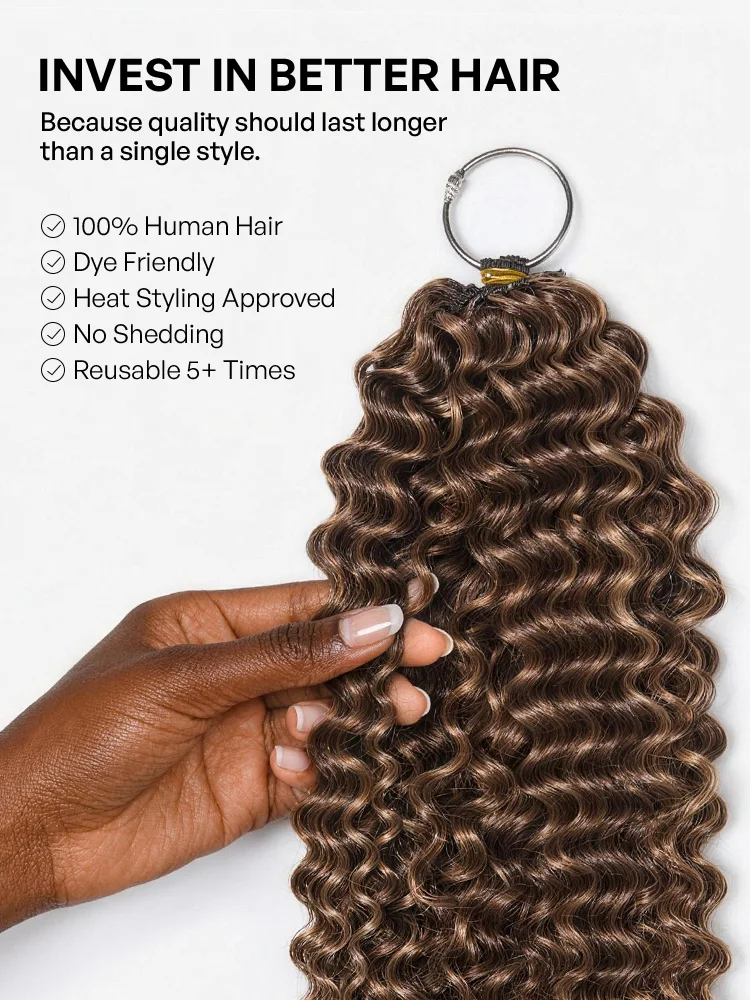 Miracle Knots Colored Crochet Hair Wet and Wavy Highlights | Mix Brown for for Boho Braids | Crochet Weaves | Fulani Braids | Twists Pre-Separated Lightweight Full & Soft Pre-Looped Human Hair Extensions Protective Style-31
