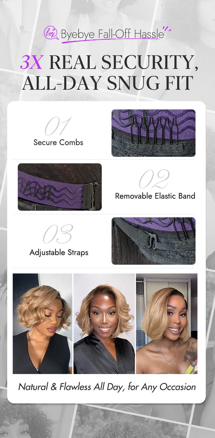 Ash Blonde Ombre Blunt Cut Bob Glueless Minimalist HD Lace Short Bob Wig Ready to Go Pre-Cut Lace-12