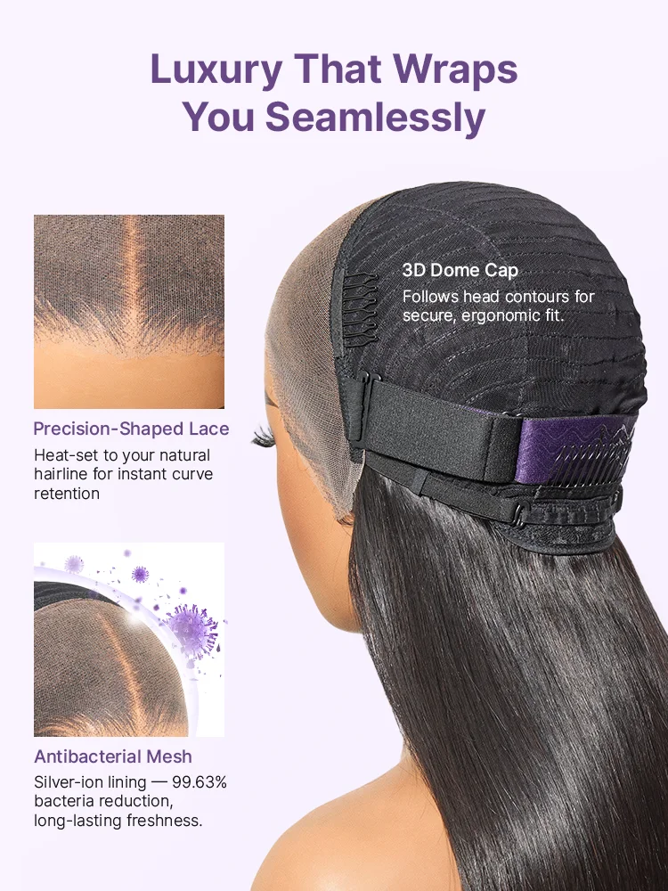 PreMax Super Natural Hairline Face-Framing Layered Cut Silky Straight Glueless 13x4 Frontal Lace Wig Human Hair Pre-Cut Lace-12
