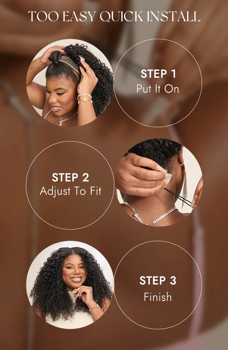 New Customers Only | Too Easy Texture™ 3-In-1 Half Wig Kinky Curly / Yaki Straight / Messy Burmese Curly Glueless Flexi-Fit Drawstring Wig-24