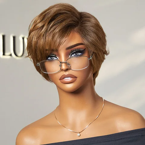 Lightweight Ombre Blonde Mature Boss Pixie Cut Wig Glueless Pre-Cut Minimalist Lace Human Hair Wig | US Only-02