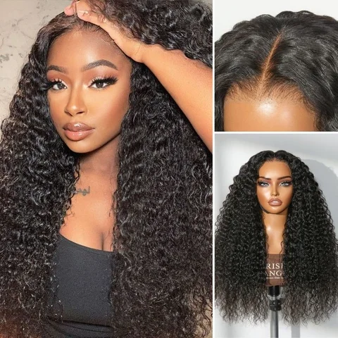 PreMax 250% density water wave glueless lace frontal wig with fluffy curly high-density 13x4 frontal lace, pre-cut for easy wear.
